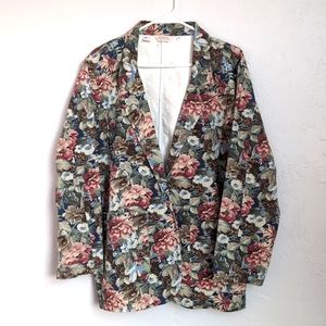Gotcha Covered Women's Floral Canvas Long Sleeve Blazer Size Oversized Medium